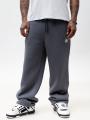 Spodnie Dresowe Baggy Męskie Szare Jigga Wear Haft Logo Drawcord