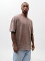 T-shirt Oversize Męski Jasny Brązowy Z Efektem Sprania UrbanCity No Logo