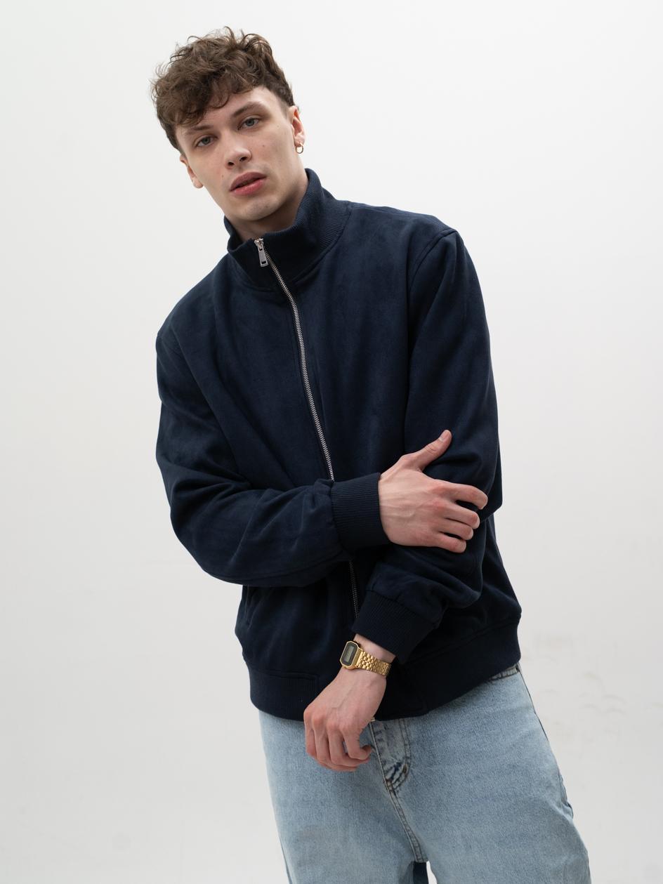 さー Kurtka Przejściowa Zamszowa Męska Granatowa MyStars Classic Suede