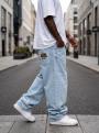 Spodnie Jeansowe Super Baggy Męskie Jasne Niebieskie Jigga Wear New Outline