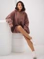 Bluza Z Kapturem Super Oversize Damska Brązowa Natural Side Haft Logo