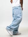 Szerokie Spodnie Jeansowe Super Baggy Męskie Jasne Marmurkowe Jigga Wear Crown