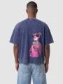 T-Shirt Oversize Męski Niebieski Acid Sprany Jigga Wear G Panther