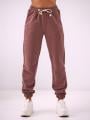 Spodnie Dresowe Baggy Damskie Brązowe Natural Side Basic Logo