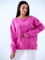 Bluza Bez Kaptura Oversize Damska Różowa Natural Side Haft Logo