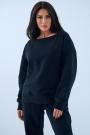 Bluza Bez Kaptura Oversize Damska Czarna Natural Side Haft Logo