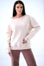 Bluza Bez Kaptura Oversize Damska Beżowa Natural Side Haft Logo