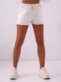 Spodenki Damskie Ecru Natural Side Haft Logo
