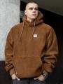 Kurtka / Bluza Zimowa Z Kapturem Męska Brązowa Mass Patch Teddy