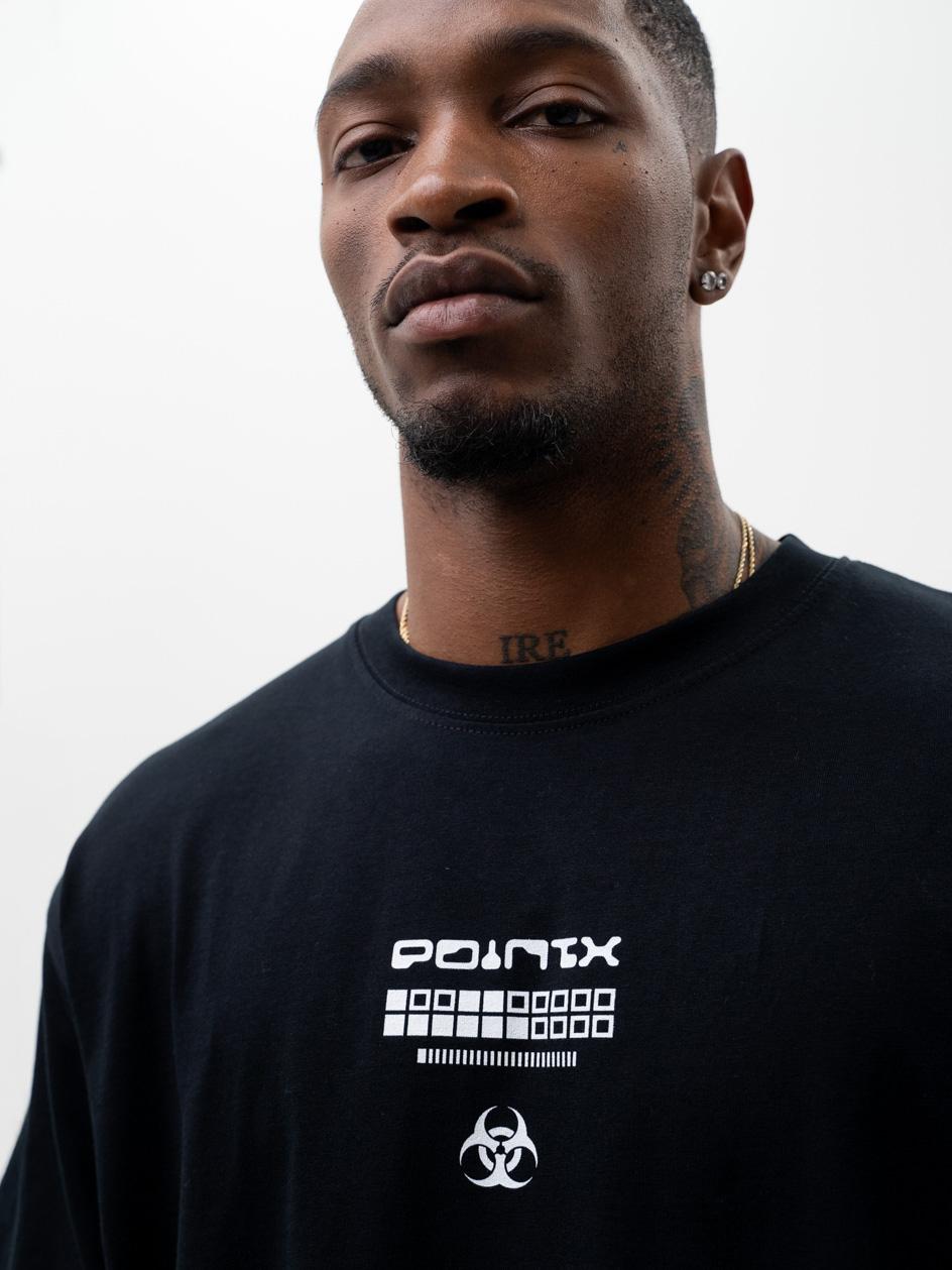 ●MR. SHYSTY Koszulka Z Krótkim Rękawem Oversize Męska Czarna Point X WXRLD