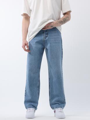 Szerokie Spodnie Jeansowe Baggy Jasne Marmurkowe Męskie i8 Denim