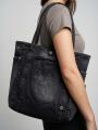 Torebka Jeansowa Damska Czarna i8 Casual