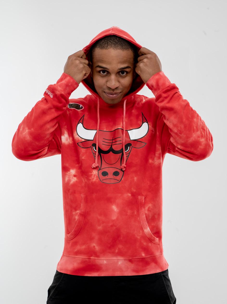 Bluza Z Kapturem Mitchell u0026 Ness Chicago Bulls NBA Tie Dye Czerwona