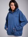 Bluza Z Kapturem Oversize Damska Niebieska Natural Side Basic Logo