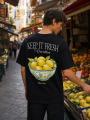 Koszulka Z Krótkim Rękawem Oversize Męska Czarna Jigga Wear Lemon