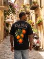 Koszulka Z Krótkim Rękawem Oversize Męska Czarna Jigga Wear Orange