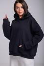 Bluza Z Kapturem Oversize Damska Czarna Natural Side Basic Logo