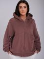 Bluza Z Kapturem Rozpinana Damska Brązowa Natural Side Logo