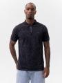 Koszulka Polo Z Krótkim Rękawem Męska Czarna Z Efektem Sprania MyStars Embroidery Logo
