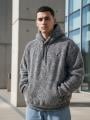 Bluza Sherpa Z Kapturem Męska Oversize Szara Melanżowa Teddy Simple Crown
