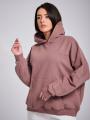 Bluza Z Kapturem Oversize Damska Brązowa Natural Side Basic Logo