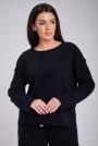Bluza Bez Kaptura Oversize Damska Czarna Natural Side Reverse