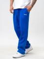 Spodnie Dresowe Męskie Loose Fit Niebieskie El Polako Small Logo