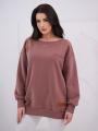 Bluza Bez Kaptura Oversize Damska Brązowa Natural Side Leather Patch