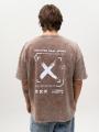 T-Shirt Oversize Męski Brązowy Acid Wash Point X Impulse