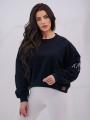 Bluza Bez Kaptura Oversize Damska Czarna Natural Side Haft Logo