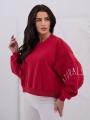 Bluza Bez Kaptura Oversize Damska Czerwona Natural Side Haft Logo