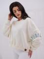 Bluza Bez Kaptura Oversize Damska Kremowa Natural Side Haft Logo