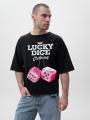 Koszulka Z Krótkim Rękawem Boxy Męska Czarna / Różowa Lucky Dice Front Truck
