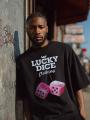 Koszulka Z Krótkim Rękawem Boxy Męska Czarna / Różowa Lucky Dice Front Truck