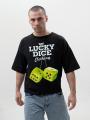 Koszulka Z Krótkim Rękawem Boxy Męska Czarna / Limonkowa Lucky Dice Front Truck