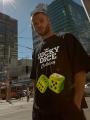 T-Shirt Premium Boxy Męski Czarny / Limonkowy Lucky Dice Front Truck