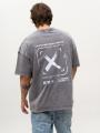 T-Shirt Oversize Męski Szary Acid Wash Point X Impulse
