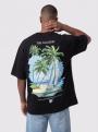 Koszulka Z Krótkim Rękawem Oversize Męska Czarna Plus Eighteen Palm & Yacht