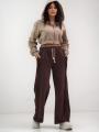 Spodnie Dresowe Damskie Ciemne Brązowe Natural Side Leg Seams