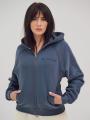 Rozpinana Bluza Z Kapturem Damska Ciemna Szara Natural Side Side Stripes