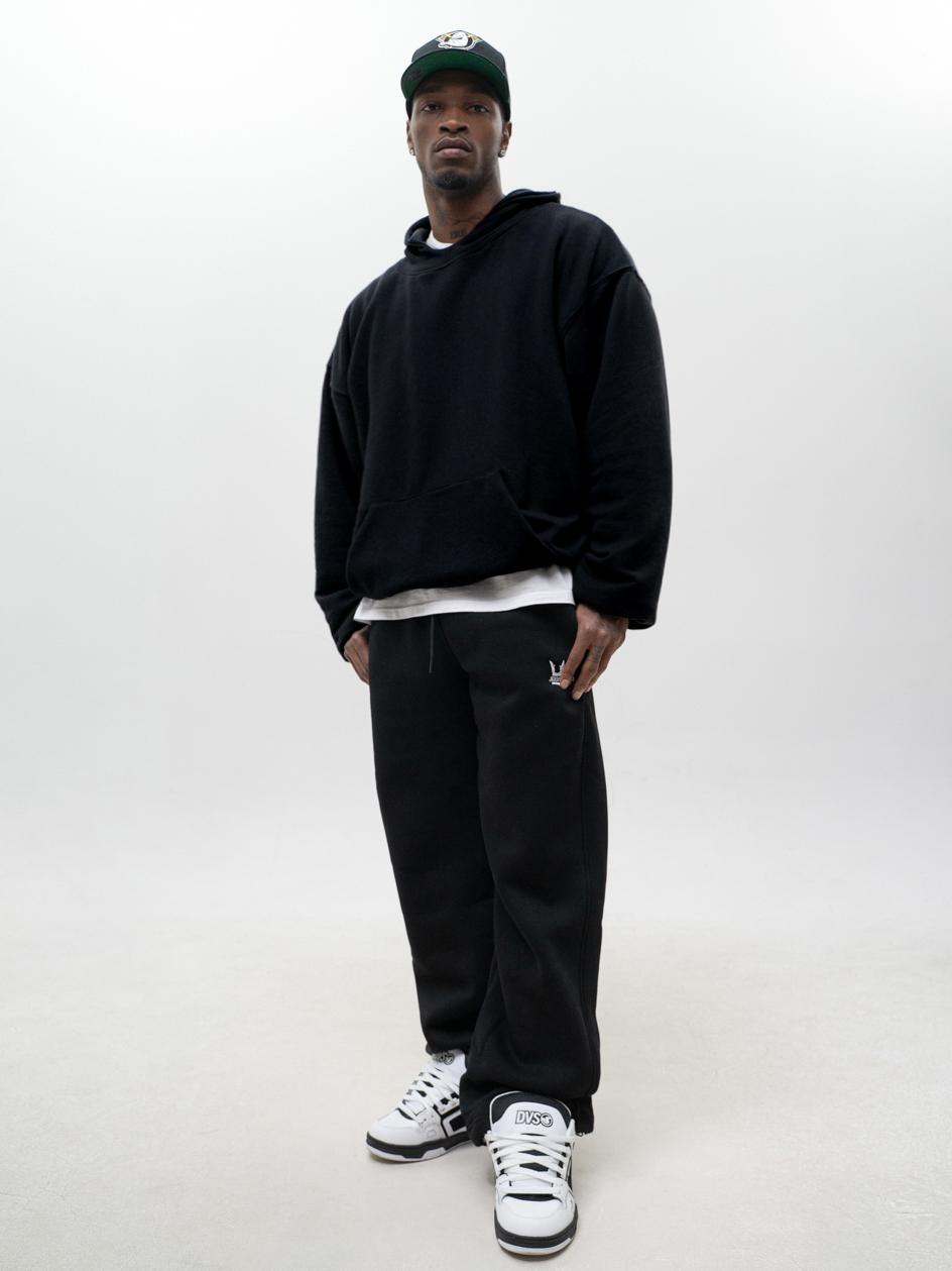Bluza Z Kapturem Boxy Oversize Męska Czarna Jigga Wear