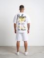 Zestaw Krótkie Spodenki I T-Shirt Męski Biały Classic Style Palm