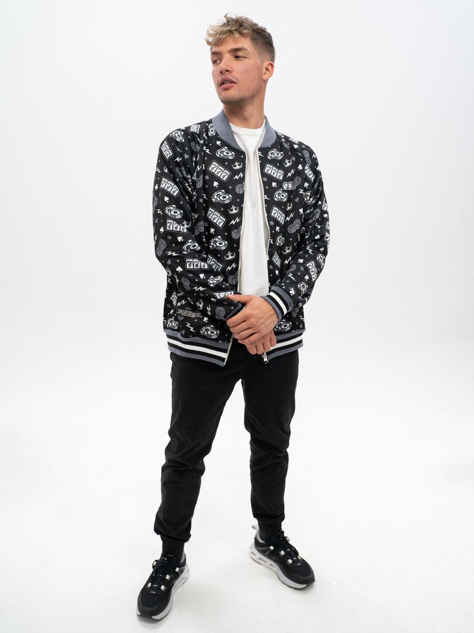 ◆ Happy Lucky Bluza Rozpinana Bez Kaptura Męska Czarna Lucky Dice Happy 7