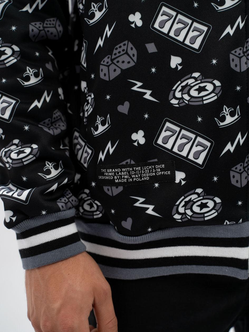 ◆ Happy Lucky Bluza Rozpinana Bez Kaptura Męska Czarna Lucky Dice Happy 7