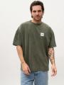 T-shirt Oversize Męski Jasny Oliwkowy Z Efektem Sprania UrbanCity UC Logo