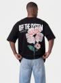 Koszulka Z Krótkim Rękawem Oversize Męska Czarna Plus Eighteen Hibiscus Plant