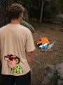 T-Shirt Oversize Męski Beżowy Smerfy Gargamel Holiday