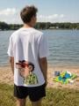 T-Shirt Oversize Męski Biały Smerfy Gargamel Holiday