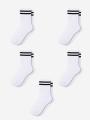 Zestaw 5 par Damskich Skarpet Białych Urban Socks Double Stripe