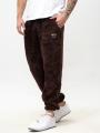 Spodnie Dresowe Sherpa Męskie Ciemne Brązowe Jigga Wear Teddy Simple Crown